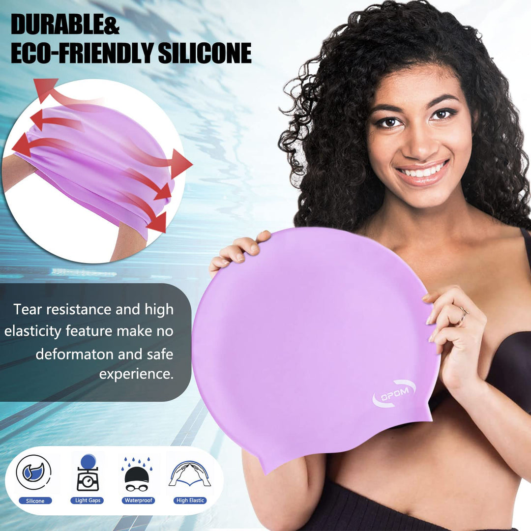 Extra Large Swimming Cap for Women Long Hair Girls Men and Adult Waterproof Silicone Cover Ear Bath Pool Shower Swimming Caps Special Design Swim Cap for Long Thick Curly Hair&Dreadlocks Weaves Braid