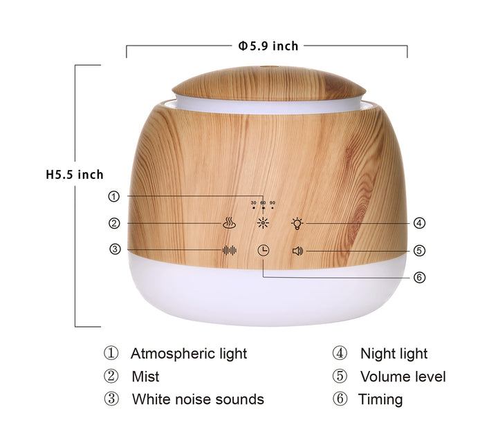 White Noise Machine and Aromatherapy Essential Oil Diffuser,with 7-color Lights,10 Soothing Sounds, 2 Night Light,3 Timer and Waterless Auto Shut off Sleep Sound Machine