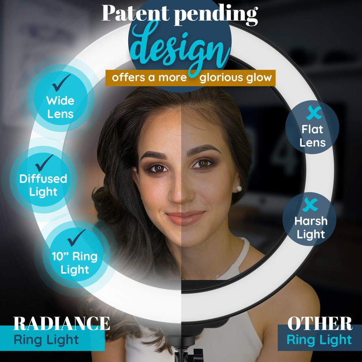 10 Ring Light Tripod with LEDs, Dual Phone Holders - for Makeup, Photography, Room Décor