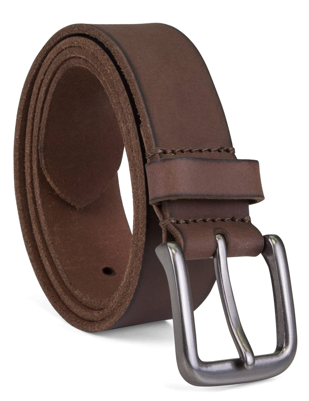 Men's 35mm Classic Buckle Jean Leather Belts, Dark Brown, 42