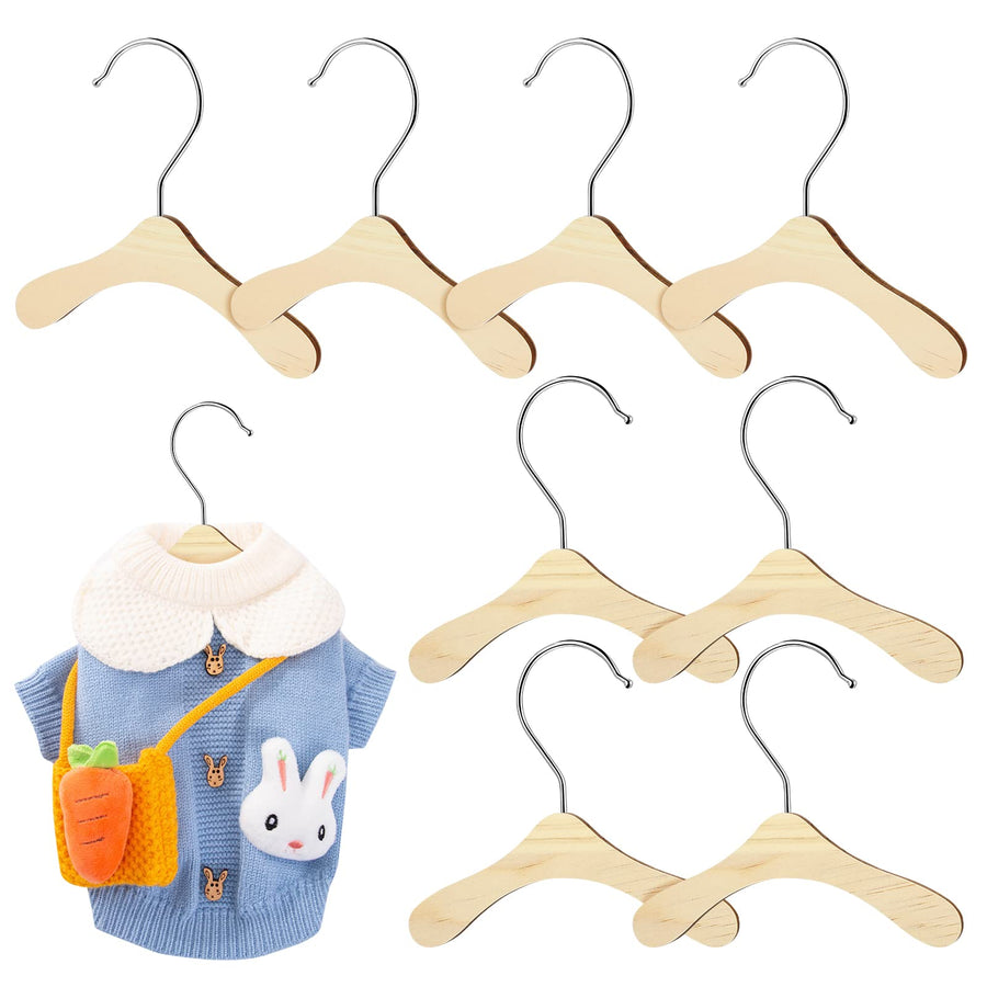 Balacoo 10pcs Pet Clothes Hanger Wooden Clothes Apparel Hangers for Dog Cat Mini Clothes Hanger for Doll Pet Puppy Dogs Clothes Rack Hangers 14cm