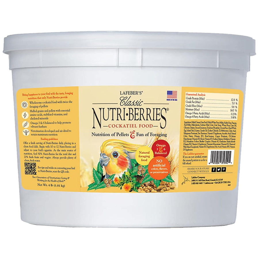 Classic Nutri-Berries Pet Bird Food, Made with Non-GMO and Human-Grade Ingredients, for Cockatiels (4 lb)
