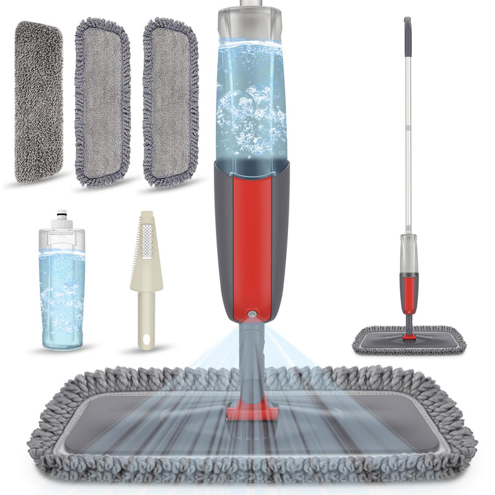 Spray Mops for Hardwood Floor Cleaning - Wet Dust Mops with 3X Reusable Washable Pads Microfiber Wood Floor Mops with Sprayer Commercial Home Use for Hardwood Laminate Wood Floor Cleaning
