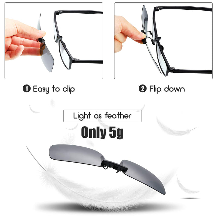 5 Pieces Polarized Clip on Sunglasses Rimless Rectangle Clip on Sunglasses Lightweight Eyeglasses Men Women (Multi Colors)