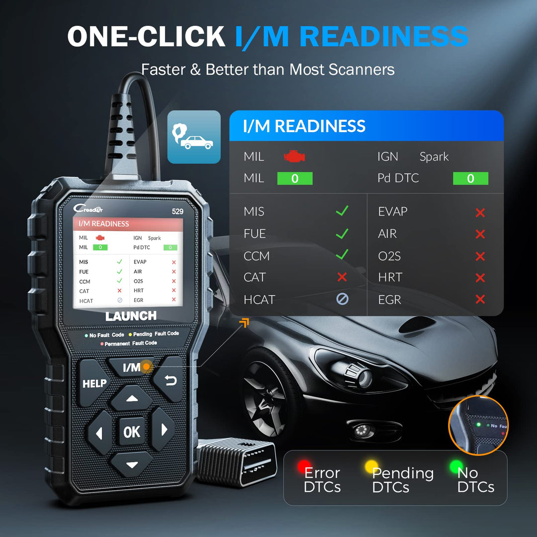 CR529 OBD2 Scanner Diagnostic Tool, Full OBD2 Scanner for Car, Free Lifetime Upd. Check-Egine-Light Code Reader, 5 Yrs. Backup, Clear Codes, One Click I/M, for DIYers with Cars After 1996