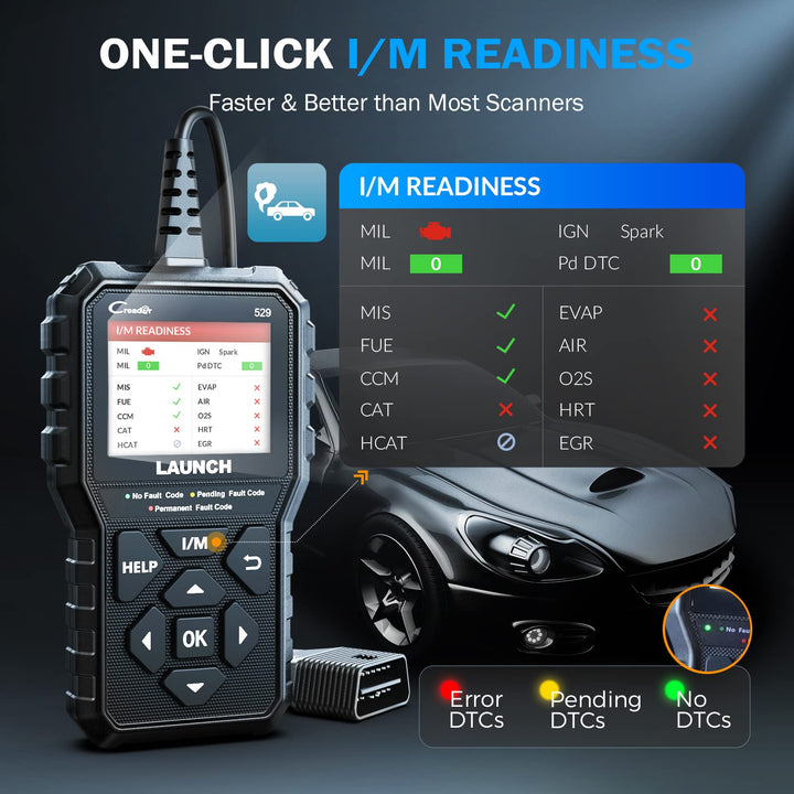 CR529 OBD2 Scanner Diagnostic Tool, Full OBD2 Scanner for Car, Free Lifetime Upd. Check-Egine-Light Code Reader, 5 Yrs. Backup, Clear Codes, One Click I/M, for DIYers with Cars After 1996