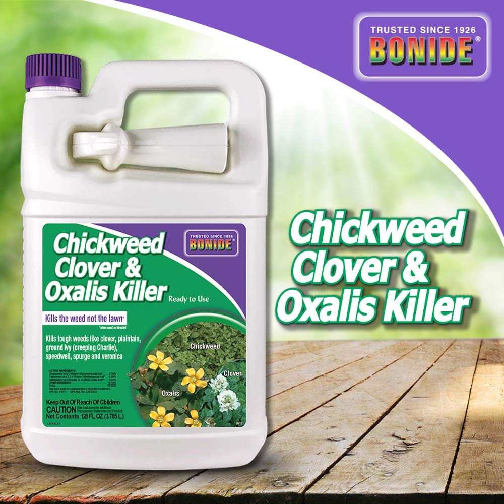 Chickweed, Clover & Oxalis Killer, 128 oz Ready-to-Use Spray, Controls Weeds & Roots without Harming Lawn