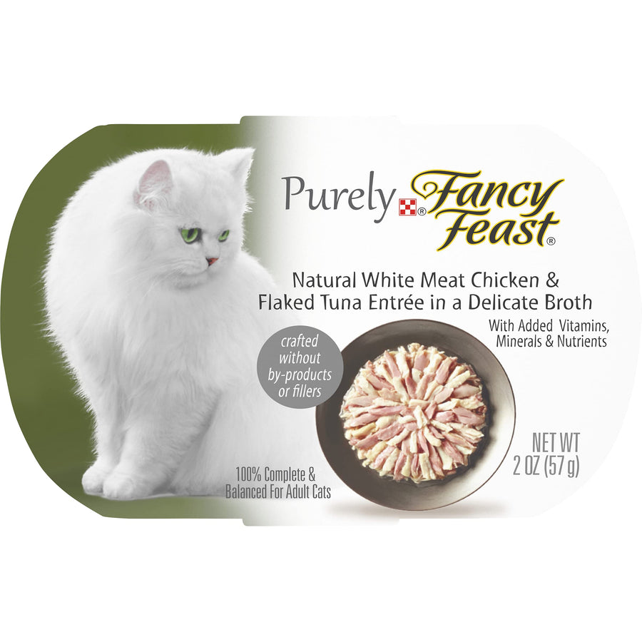 Purina Natural Grain Free Wet Cat Food, Purely Natural White Meat Chicken & Flaked Tuna Entree - (Pack of 10) 2 oz. Trays