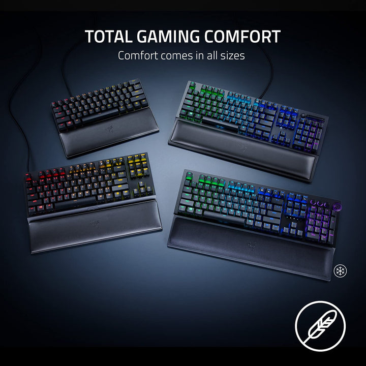 Ergonomic Wrist Rest for Tenkeyless Keyboards: Plush Leatherette Memory Foam Cushion - Anti-Slip Rubber Feet