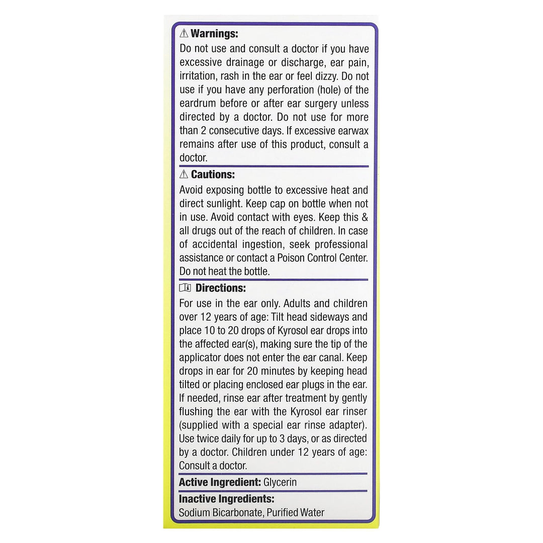 Kyrosol Ear Wax Removal Drops by Squip Products - 20 Ct Refill