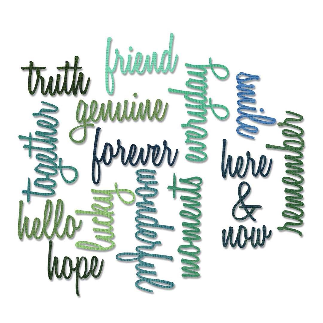 , Multi Color, One Size Thinlits Die Set 660225, Friendship Words Script by Tim Holtz, 16 Pack