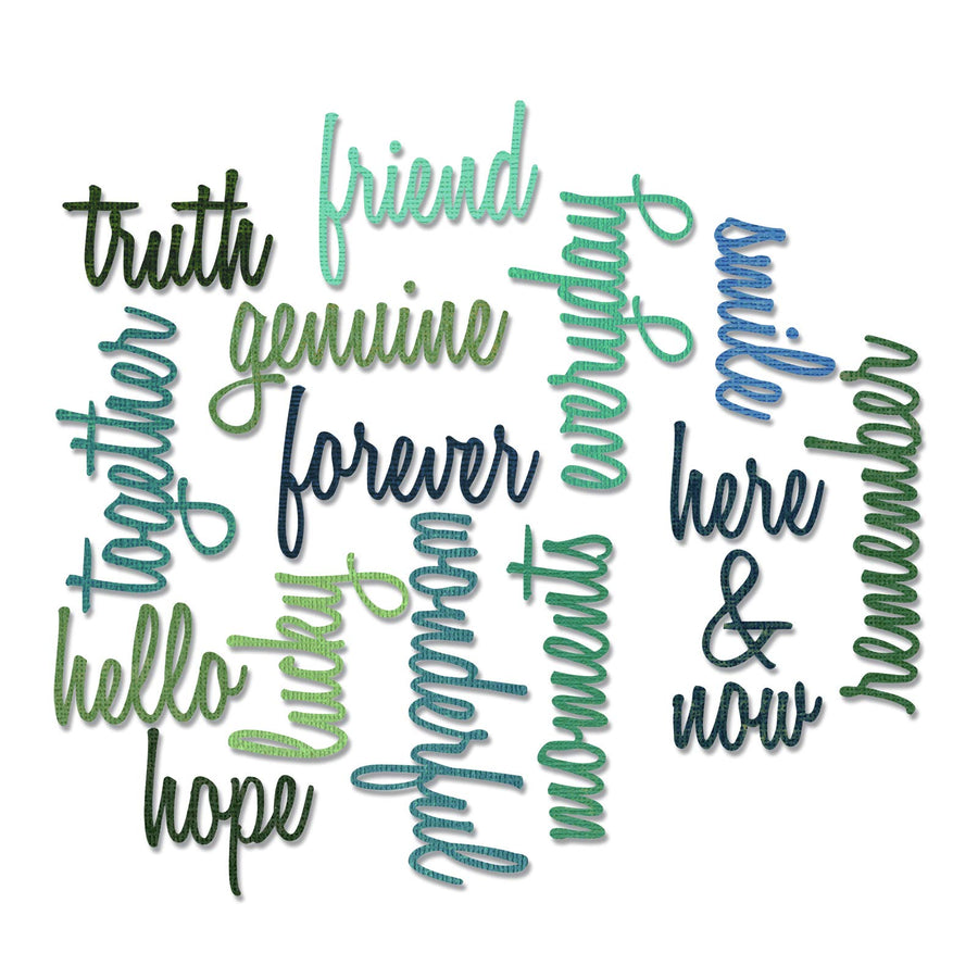 , Multi Color, One Size Thinlits Die Set 660225, Friendship Words Script by Tim Holtz, 16 Pack