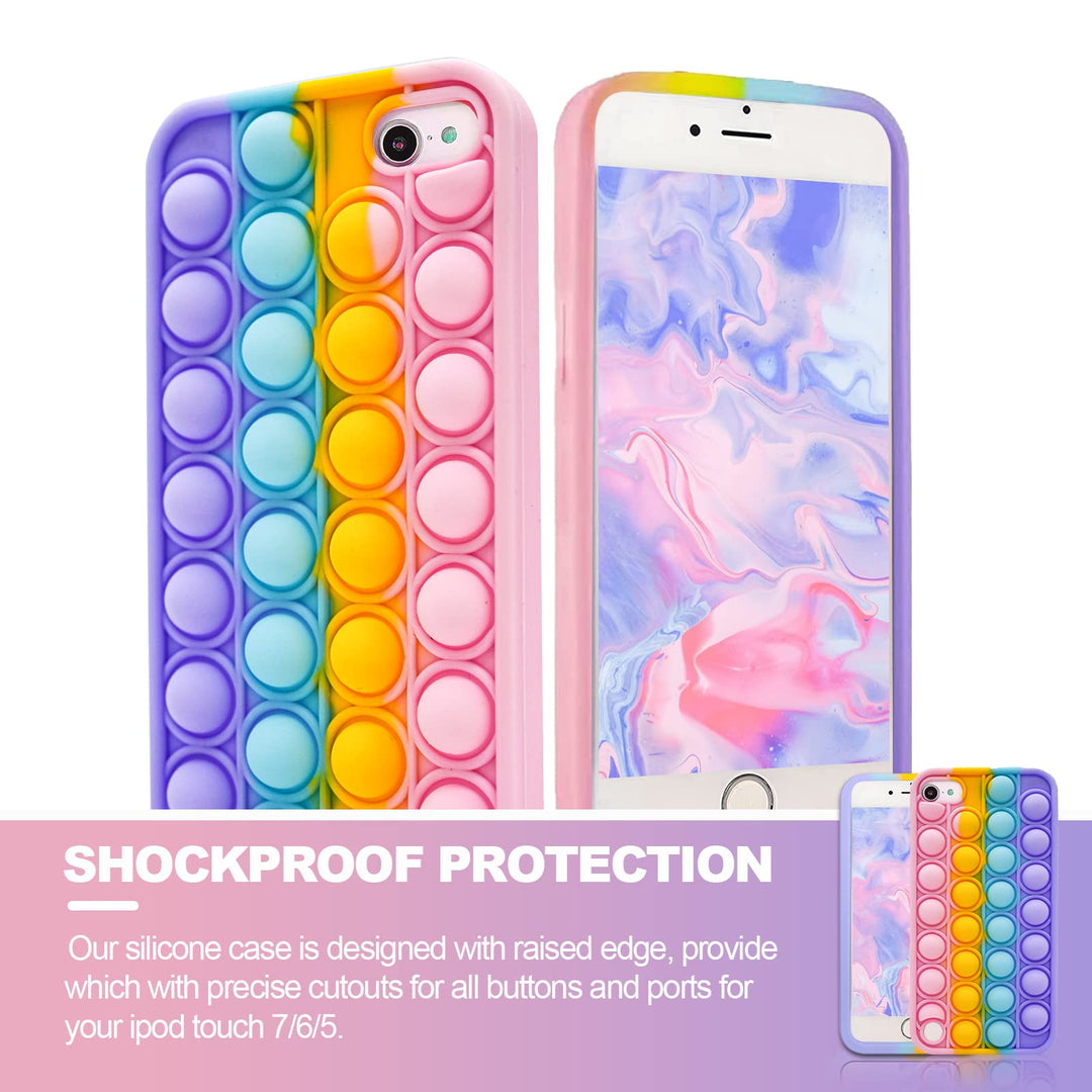 iPod Touch 7 Pop it Case, Stress Relief Fidget Toy Push Pop Bubble Sensory Silicone Cute Design Protective Girls Women Case for Apple iPod Touch 5/6/7th Generation