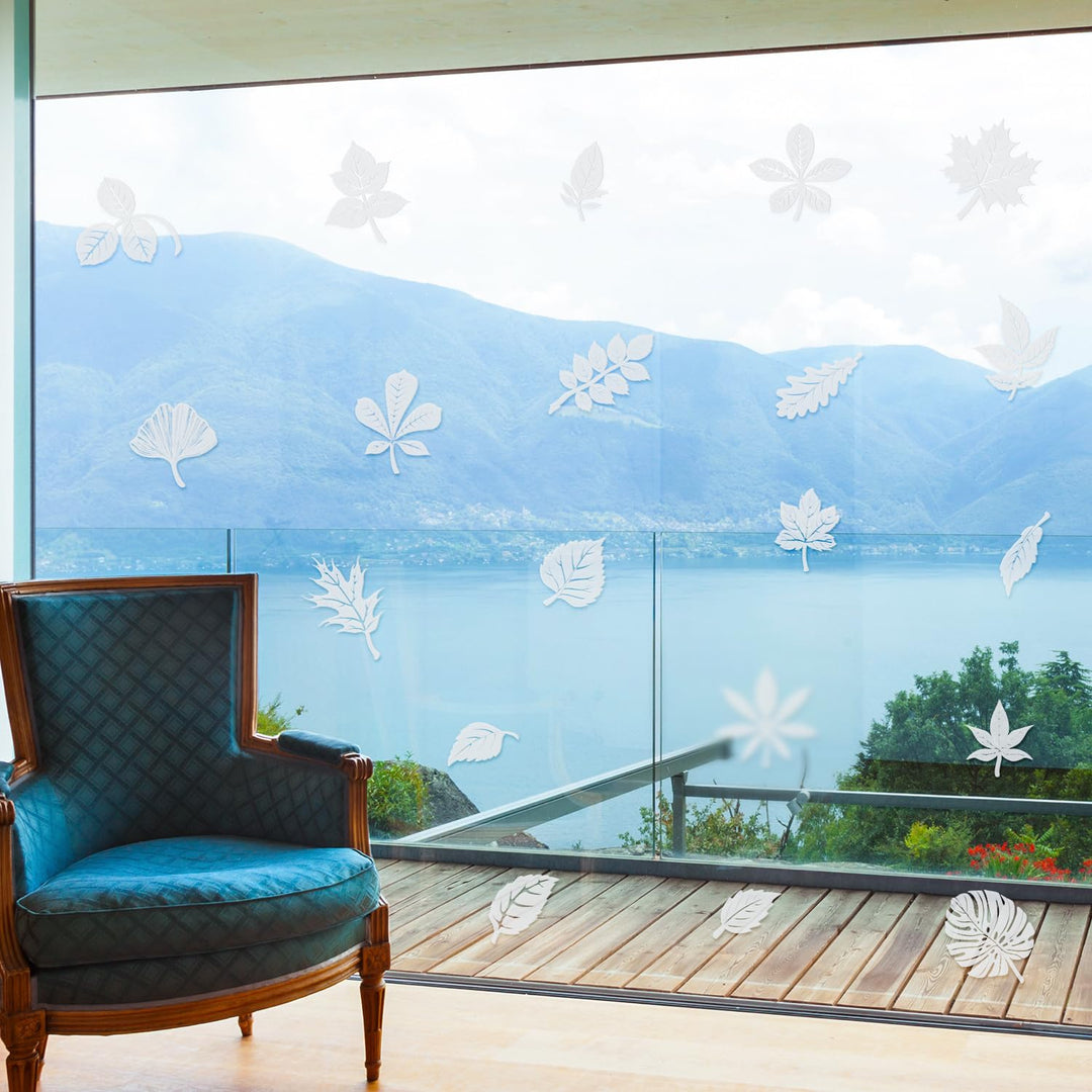 40 Pcs Leaf Window Decals for Bird Strikes Anti Collision Window Stickers Window Strike Prevention Stickers Decal Assorted Large Leaf Anti Collision Window Clings Prevent People Bird Strike on Glass