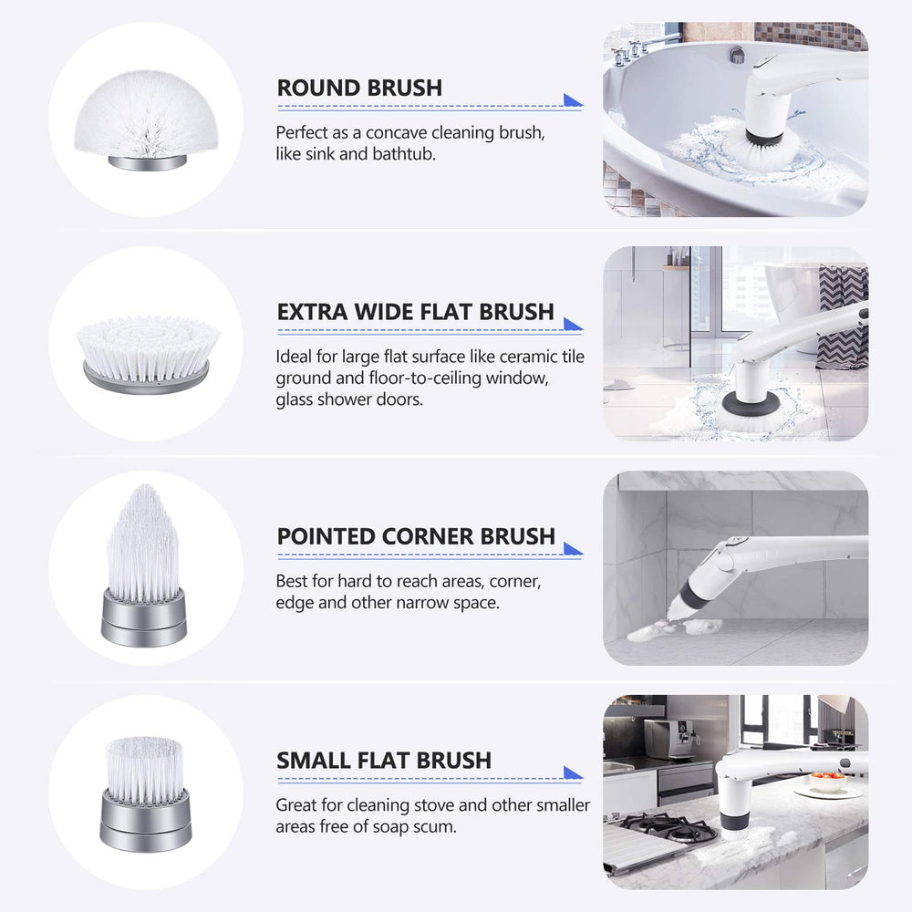 M1 Brush Heads for power scrubber, 4 Pack Multi-Purpose Replaceable Cleaning Brush Heads for Electric Spin Scrubber