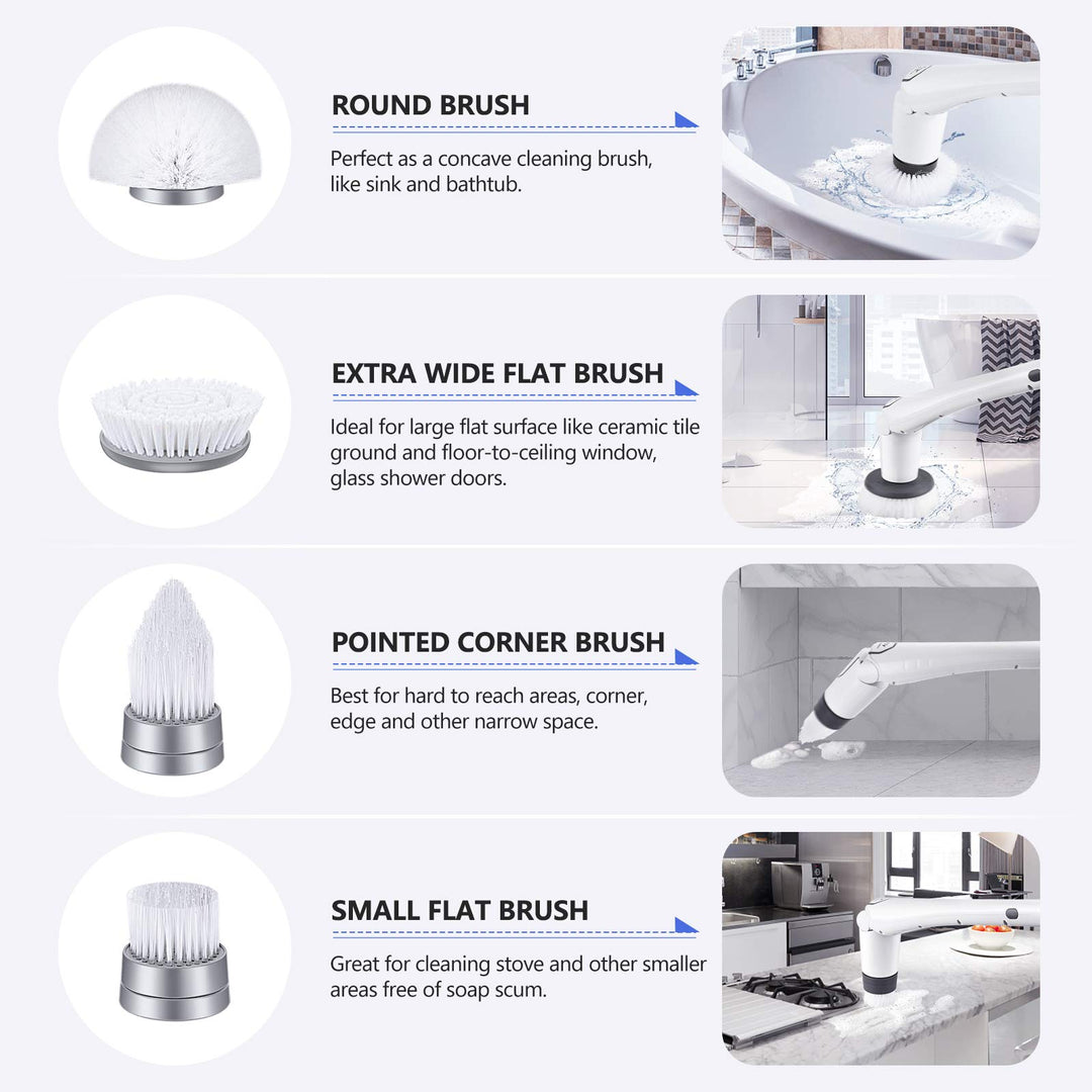 M1 Brush Heads for power scrubber, 4 Pack Multi-Purpose Replaceable Cleaning Brush Heads for Electric Spin Scrubber