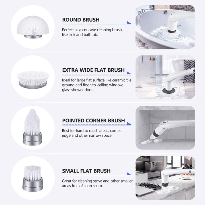 M1 Brush Heads for power scrubber, 4 Pack Multi-Purpose Replaceable Cleaning Brush Heads for Electric Spin Scrubber