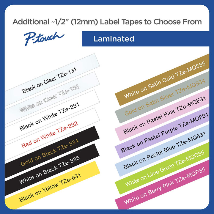 Genuine P-Touch TZE-FA3 Tape, 1/2 (0.47) Wide Fabric Iron-On Tape, Navy Blue on White, Can be Ironed onto Virtually Any Cotton Item, 0.47 x 9.8' (12mm x 3M), Single-Pack, TZEFA3