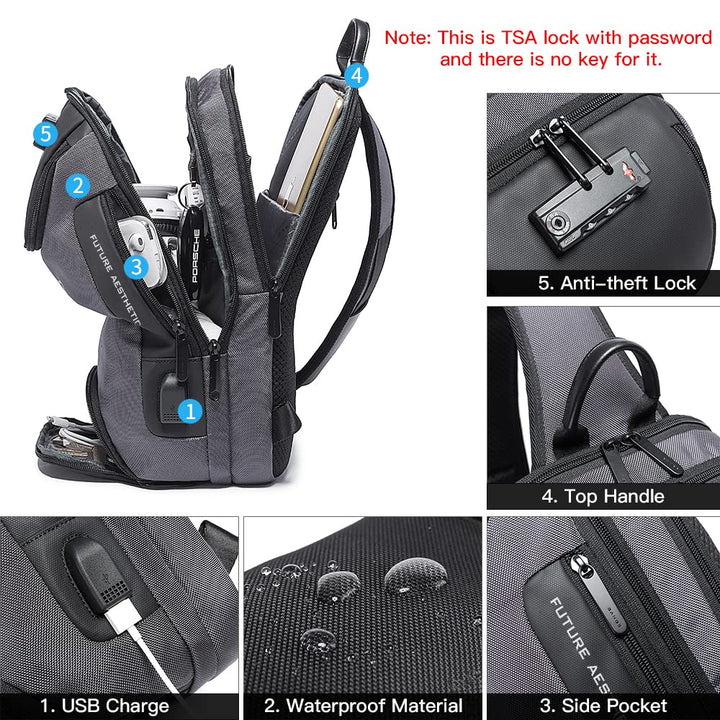 Sling Bag Anti Theft, Waterproof Men's Chest Bag Shoulder bags Crossbody Sling Backpack for Men