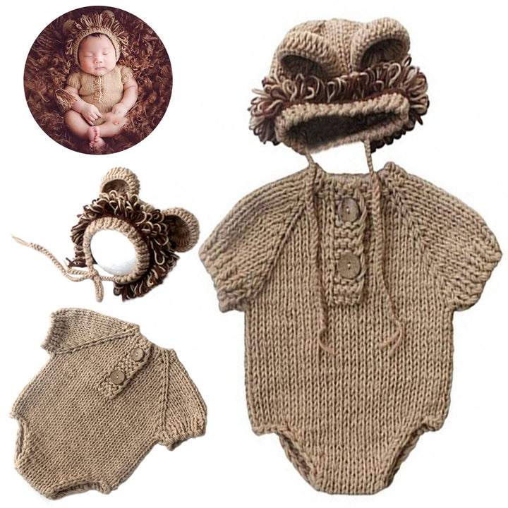 Newborn Photography Prop, Baby Props Outfit Handmade Costume Baby Boy Photo Shoot Crochet Hat/Pants/Cover Diaper for Infant Boy Girl Princess Twins