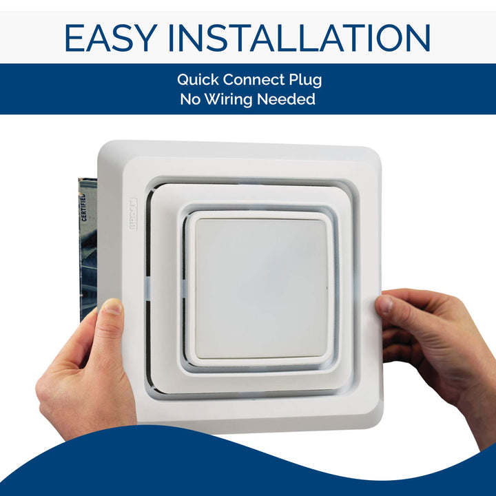 FG600S LED Lighted Grille Upgrade for Bathroom Ventilation Fans, Easy Installation , DIY, White, Square