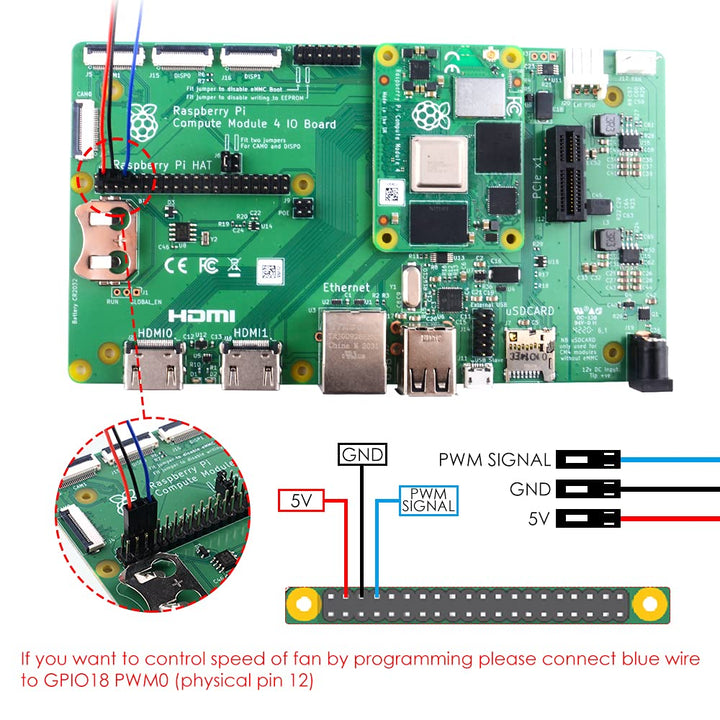 Aluminum Alloy Heatsink with PWM Fan for Raspberry Pi Compute Module 4, Passive Cooling Radiator with Speed Control Fan for Raspberry Pi CM4 Motherboard