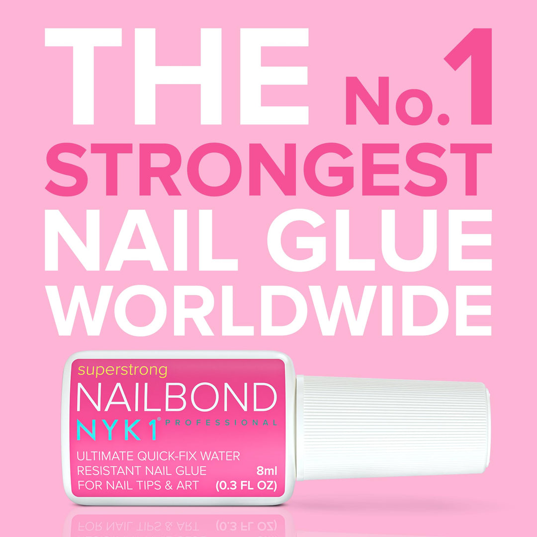 Super Strong Nail Glue for Press On Nails, Nail Tips & Acrylic Nails (8ml) Nail Bond Brush On Nail Glue for Press Ons, Long Lasting Nail Glue for Acrylic Nails Fake Nails Tips Nail Glue