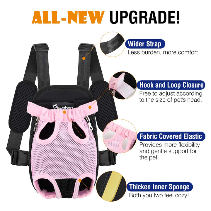 Pet Carrier Backpack, Adjustable Pet Front Cat Dog Carrier Backpack Travel Bag, Legs Out, Easy-Fit for Traveling Hiking Camping for Small Medium Dogs Cats Puppies, Small, Pink