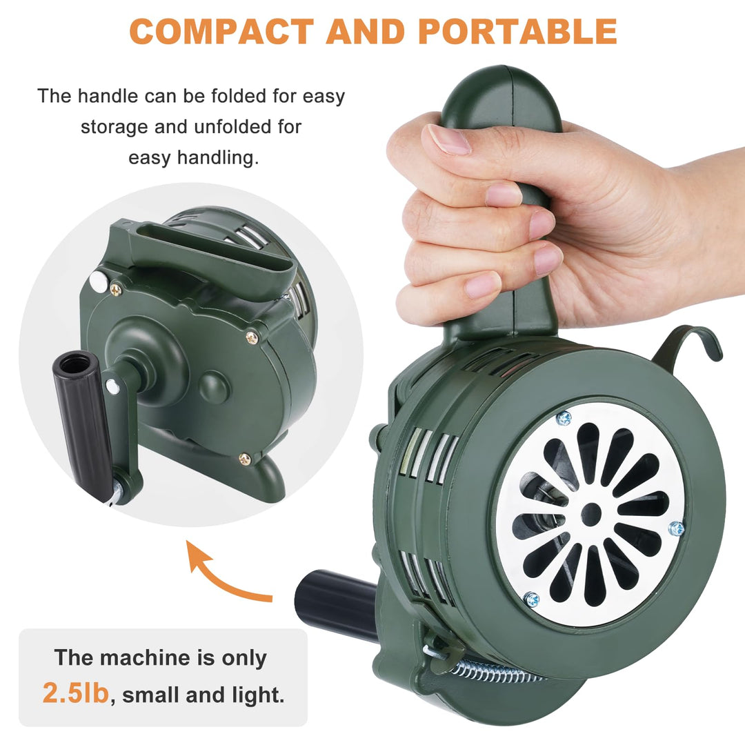 Hand Crank Siren Horn Manual Operated Metal Alarm Handheld Air Raid Siren Portable Loud Manual Siren Emergency Safety (Green)