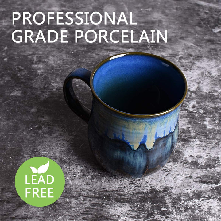 Large Ceramic Coffee Mug, Blue Big Tea Cup for Office and Home, 21 Oz, Dishwasher and Microwave Safe, 1 PCS