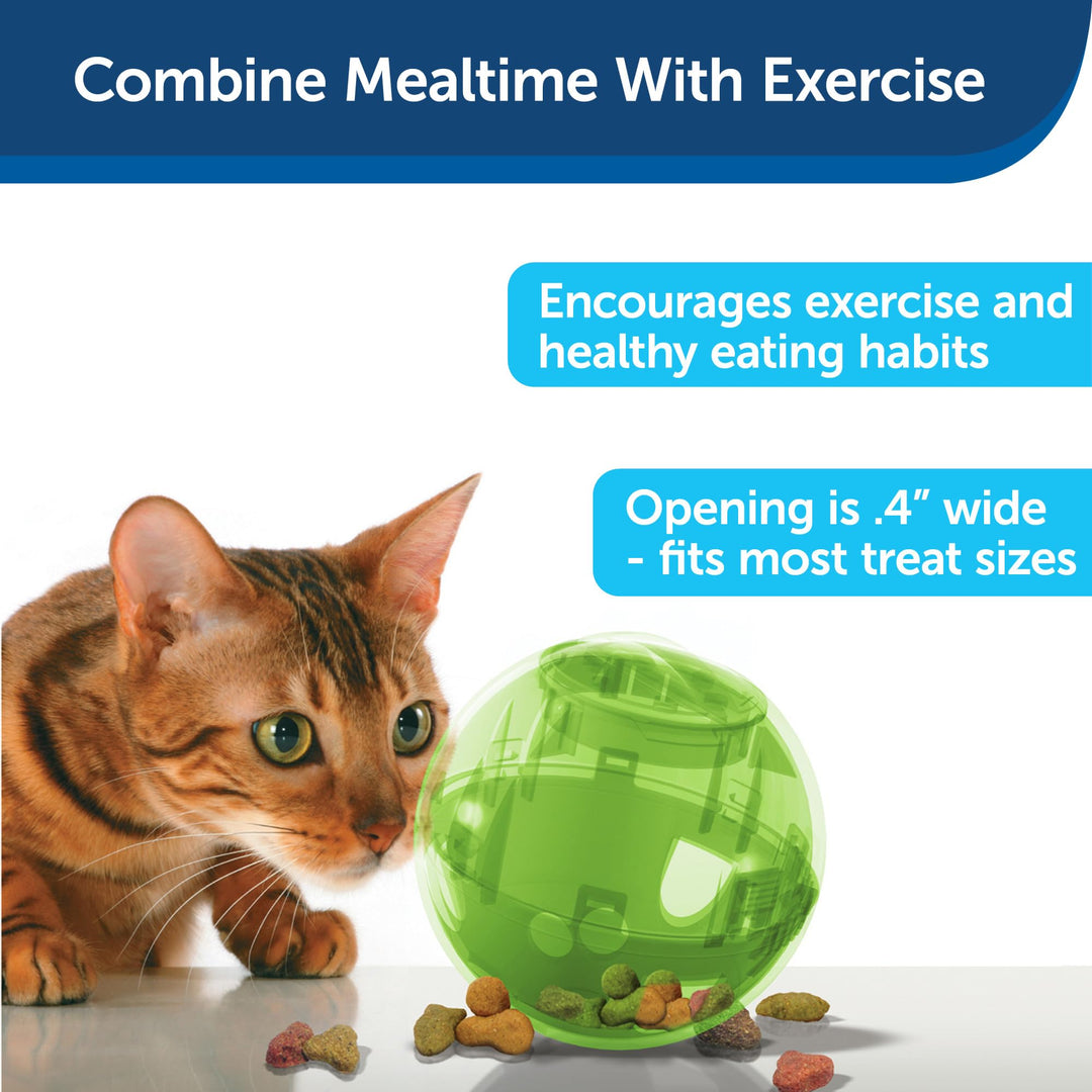 Slimcat Feeder Ball - Interactive Game for Your Cat - Fill with Food and Treats - Green