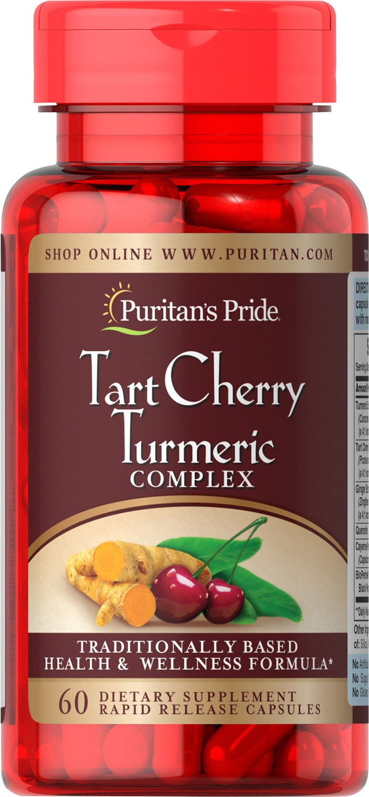 Puritan's Pride Tart Cherry Turmeric Complex, Dietary Supplement for Antioxidant Health, 60 Rapid Release Capsules