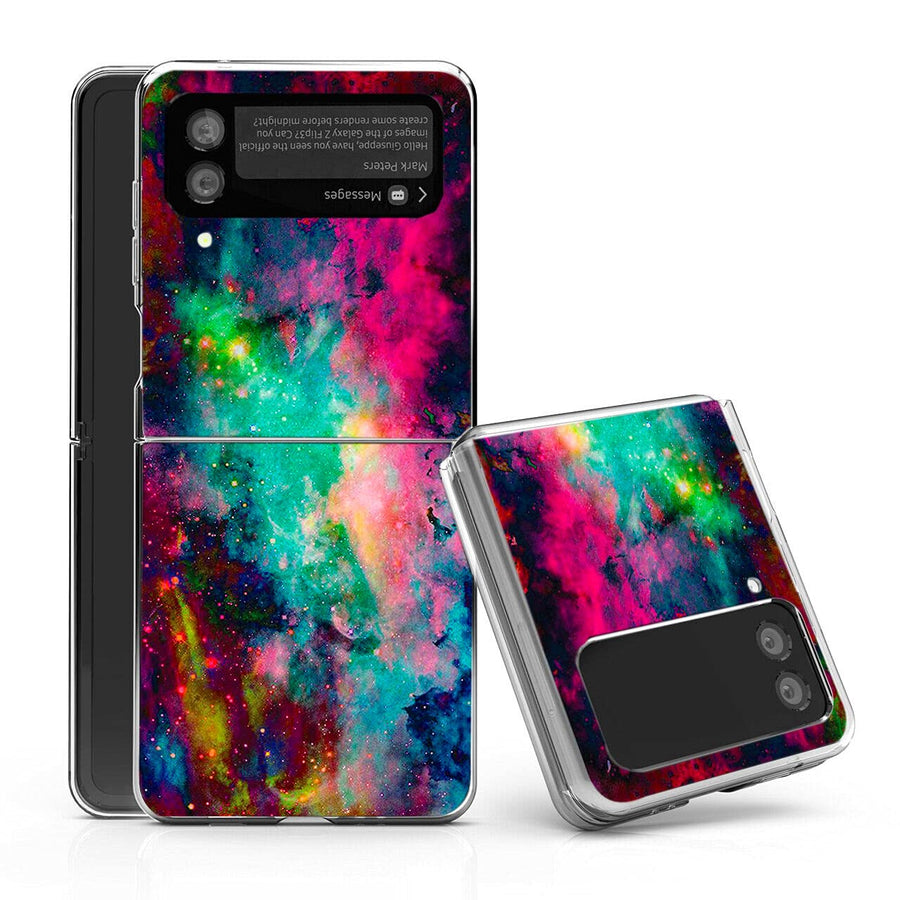 Case for Galaxy Z Flip 3 5G, Colorful Universe Sky Anti-Scratch Solid Hard case Protective Shookproof Phone Cover for Samsung Galaxy Z Flip 3 5G