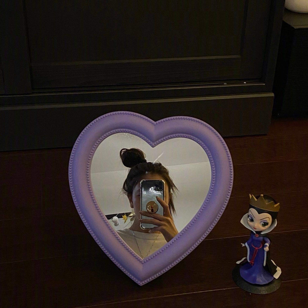 Heart Makeup Mirror Cosmetic Mirror Wall Desktop Mirror Bedroom Mirror,Valentines Day Gift(Purple)