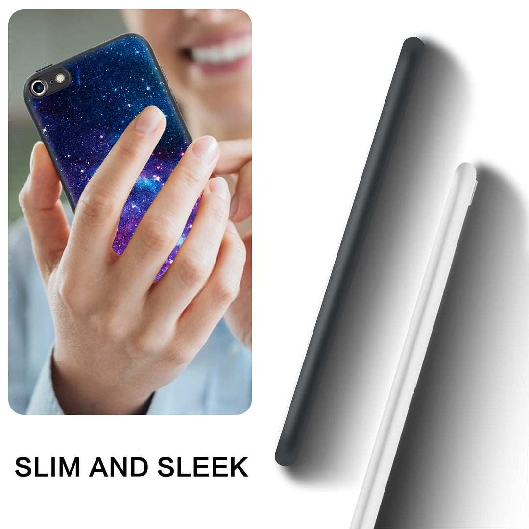 for iPod Touch 7th Generation Case, iPod Touch 6th / 5th Generation Case, Slim Fit Glow in The Dark Soft Flexible Bumper Protective Anti Scratch Non-Slip Cute Phone Cases Cover, Nebula Galaxy