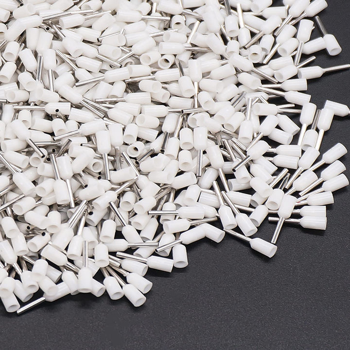 1000PCS Wire Ferrule Connectors AWG20 0.75mm² White Insulated Crimp Pin Terminals Nylon Copper Crimp Ferrules Wire Connector Sleeves for Electrical Projects VE7508-W