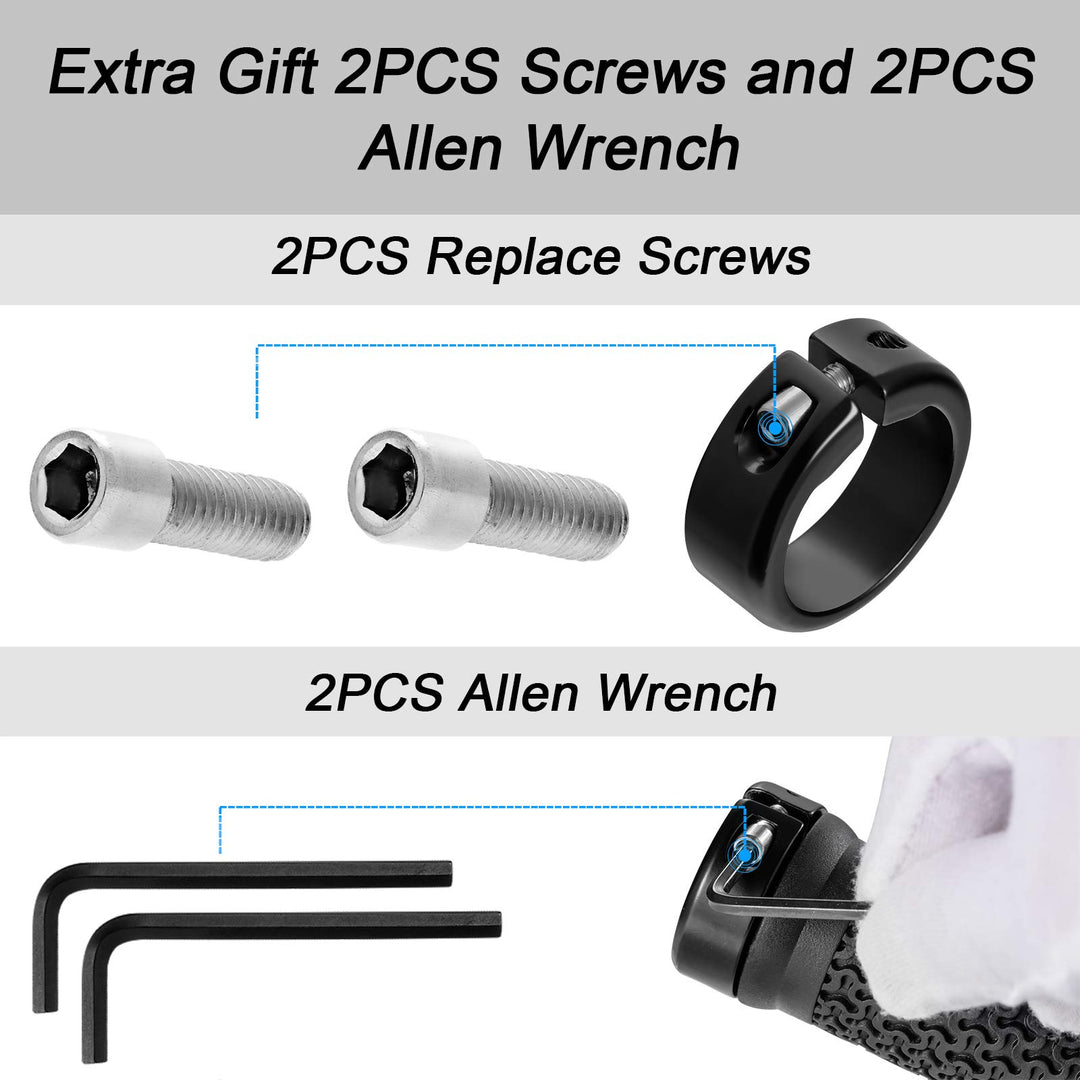 Premium Bike Handlebar Grips, Single Lock-on Professional Mountain Bicycle Handlebar Locking Grips with Anti-Slip, 2PCS Screw and 2PCS Allen Wrench for Free