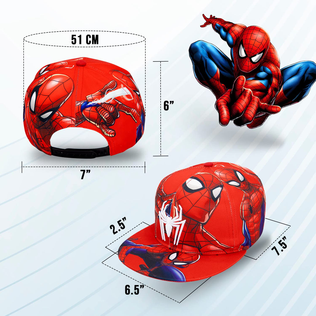 Comics Mens Spiderman Character Costume Embroidered/Printed Snapback Flatbrim Baseball Cap Hat
