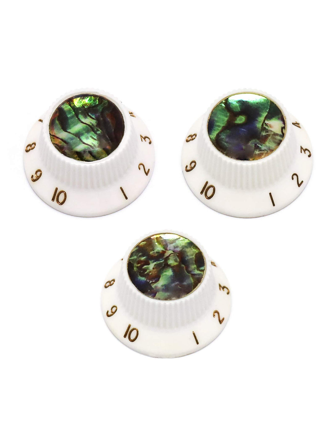 Rubatone Guitar Knobs Abalone Top Speed Control Knobs 6mm Shaft Pots Volumn Tone Knobs Compatiable with Strat Stratocaster Electric Guitar Set of 3Pcs.
