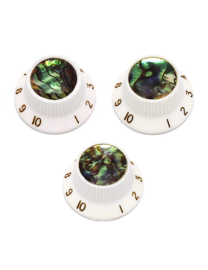 Rubatone Guitar Knobs Abalone Top Speed Control Knobs 6mm Shaft Pots Volumn Tone Knobs Compatiable with Strat Stratocaster Electric Guitar Set of 3Pcs.
