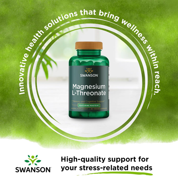 Magnesium L-Threonate - Mineral Supplement Promoting Nervous System Health - May Support Cognitive Health, Learning & Memory - (90 Veggie Capsules)