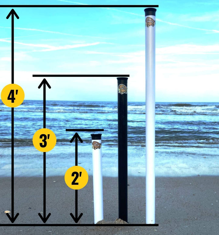 Sand Flea Surf Fishing Rod Holder Beach Sand Spike. 2, 3 or 4 Foot Lengths. Made from Impact and UV Resistant PVC. 100% USA Made. (White, 2)