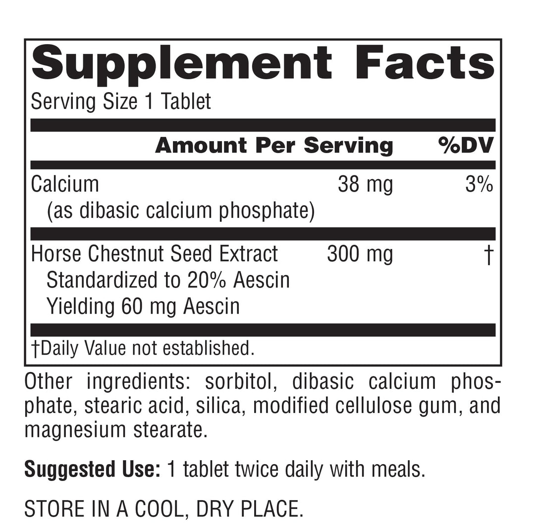 Full Spectrum Horse Chestnut Tablets, White Bottle 60 Count (Pack of 1)