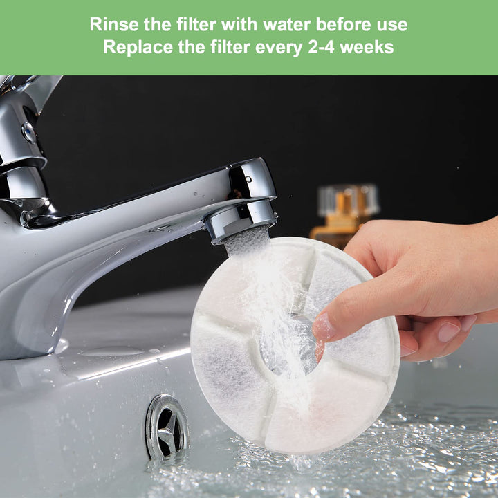 Cat Water Fountain Filter Replacement, 6/8/12/16/8+4 Pack, Round Carbon Filters for 81oz/2.4L Stainless Steel Top Automatic Pet Fountain (6 Pack)