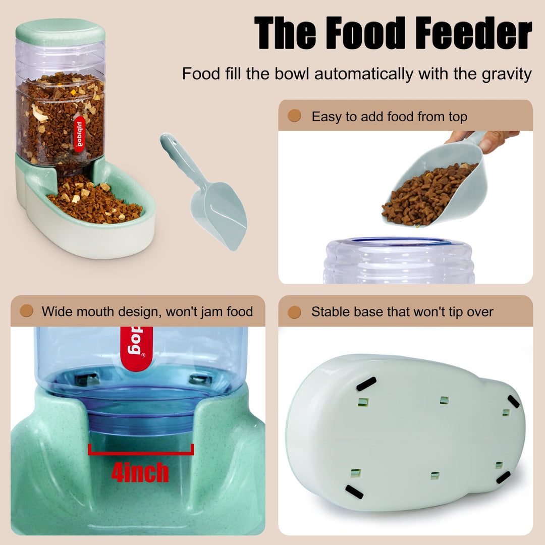 Automatic Pet Feeder Small&Medium Pets Automatic Food Feeder and Waterer Set 3.8L, Travel Supply Feeder and Water Dispenser for Dogs Cats Pets Animals