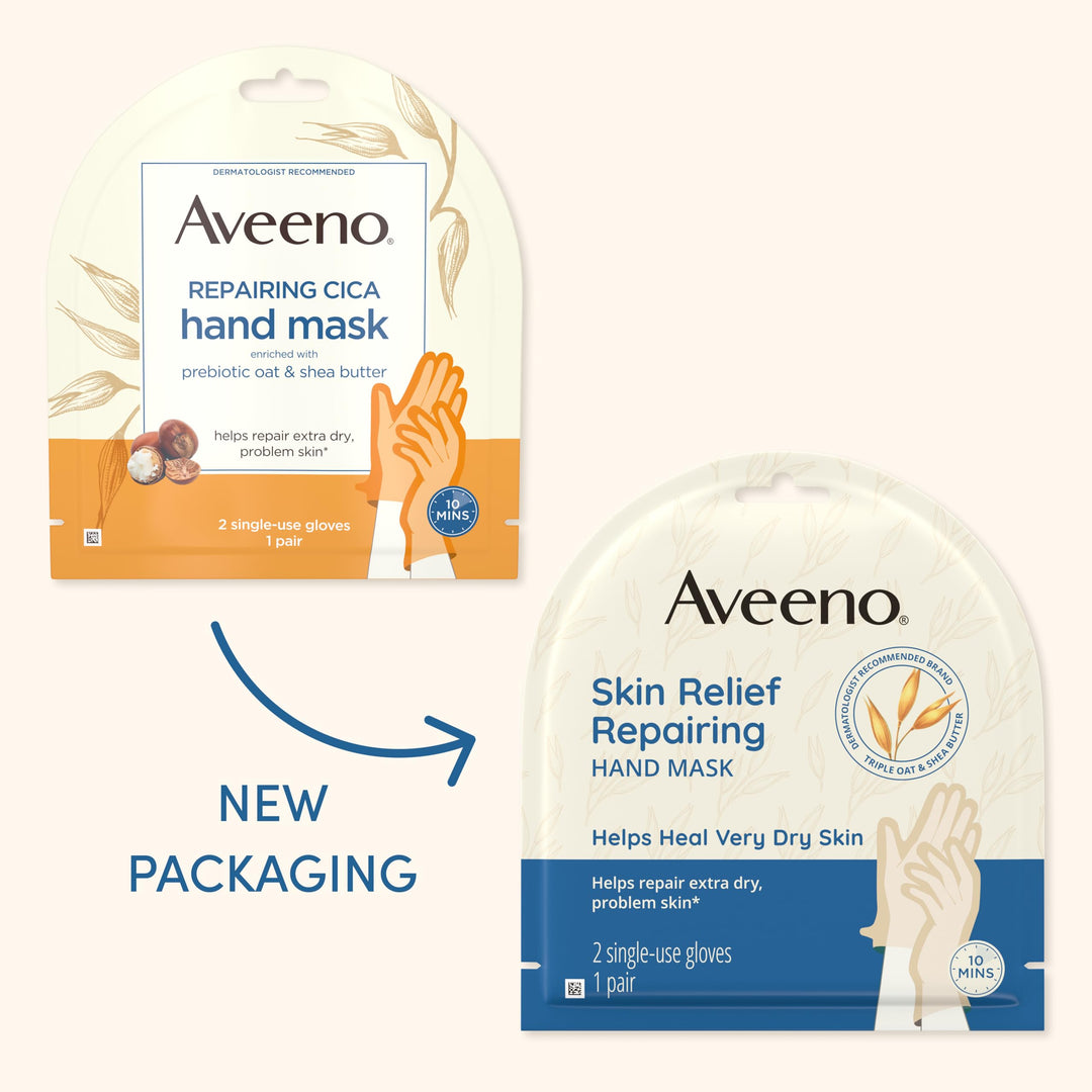 Repairing CICA Hand Mask with Prebiotic Oat and Shea Butter for Extra Dry Skin, Paraben-Free and Fragrance-Free 1 Pair