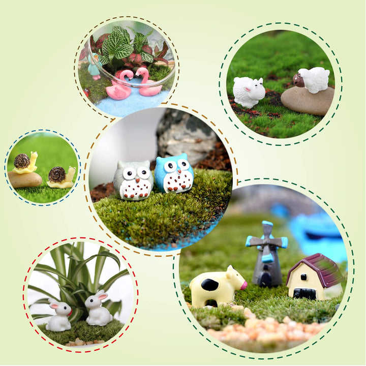 Selected 50 Pieces Fairy Garden Accessories, Animals, Miniature Figurines, Micro Landscape Ornaments Kit, DIY , Environmental Resin