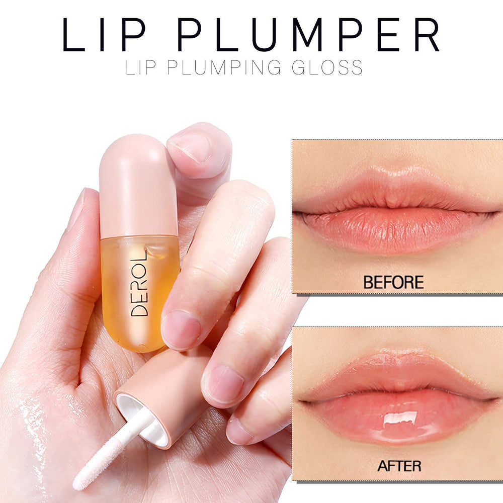 DEROL Lip Plumper, Natural Lip Plumper and Lip Care Serum, Lip Enhancer for Fuller, Lip Mask, Beautiful Fuller, Hydrating & Reduce Fine Lines 5.5ML (Day)