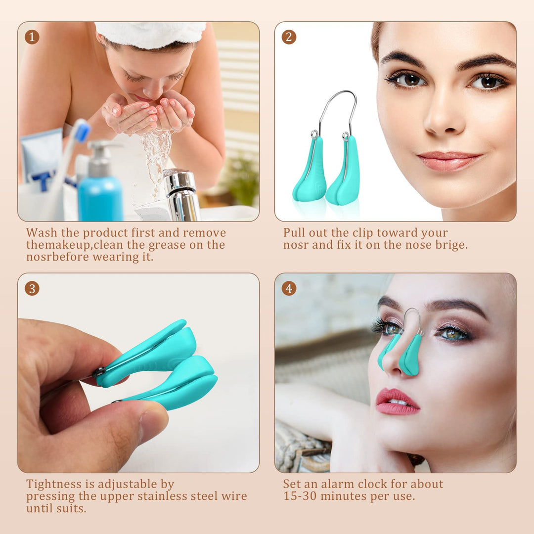 Nose Shaper Clip, Soft Silicone Nose Straightener Nose Shaper for Wide Noses Pain-Free Lifting Nose Reshape Slimmer (Sky Blue)