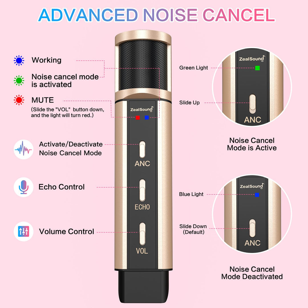 Studio Microphone, Condenser Recording & Broadcasting Microphone With Stand Built-in Sound Card Echo Recording Karaoke Singing for Phone PC Garageband Smule Live Stream & YouTube (Rose Gold)